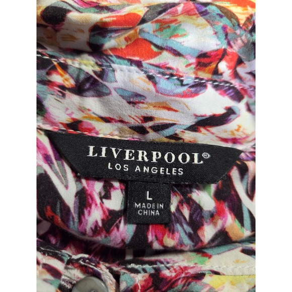 Liverpool Abstract Print Button Down Shirt Ladies Large Colorful Long Sleeve - Picture 6 of 8